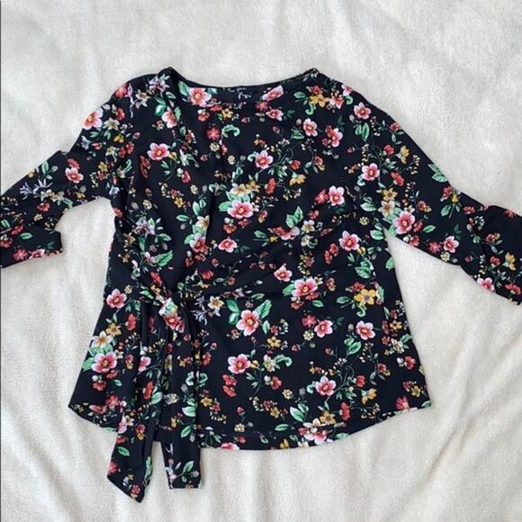 Gibson Side Tie Floral Blouse | Sz L - Picture 2 of 5